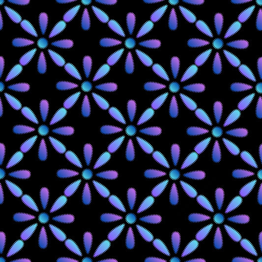 Electric Blue Purple Floral Granny Circles Seamless Print
