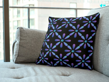 Electric Blue Purple Floral Granny Circles Seamless Print

