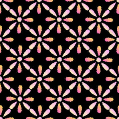 Electric Blush Floral Granny Circles Seamless Print