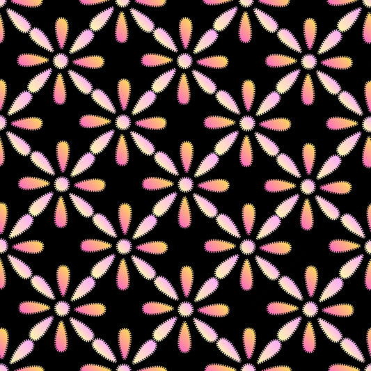 Electric Blush Floral Granny Circles Seamless Print