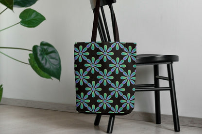 Electric Green Blue Floral Ombre Seamless Print
