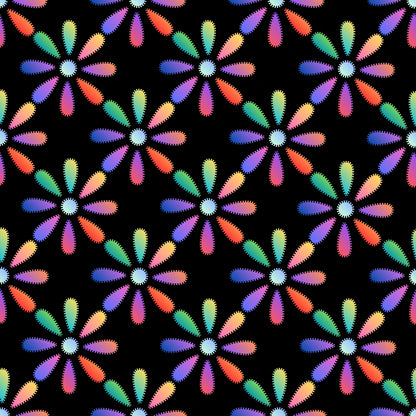 Electric Multi Ombre Floral Ombre Seamless Print
