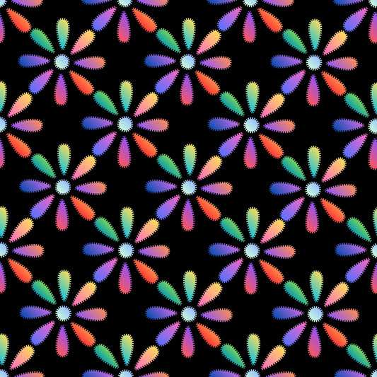 Electric Multi Ombre Floral Ombre Seamless Print
