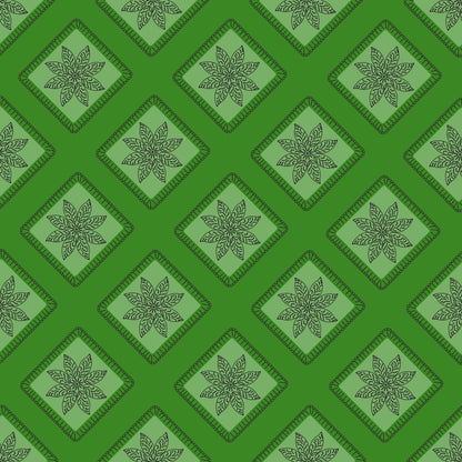Emerald Night Bloom Embroidery Floral Granny Squares Print