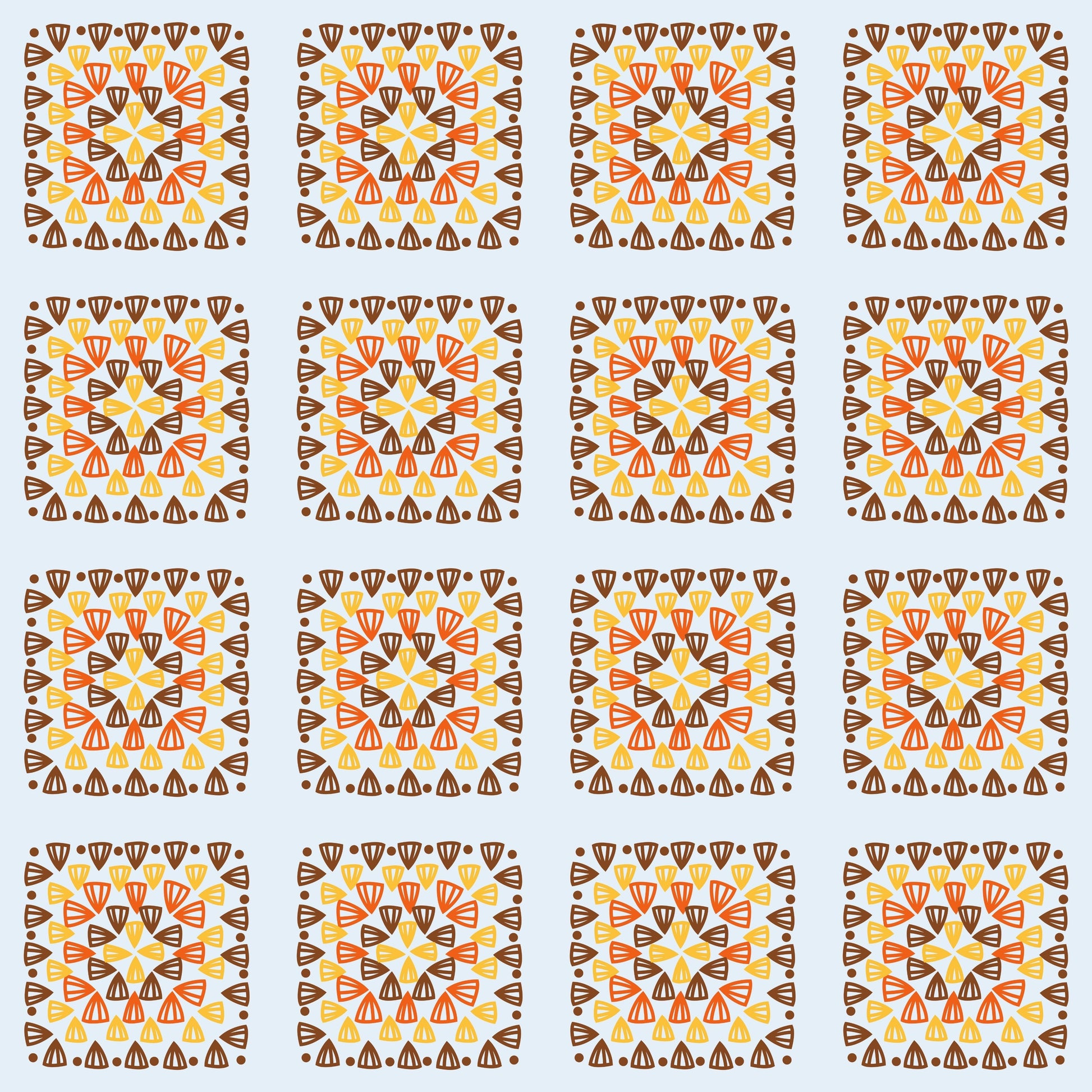 Faded Denim Blend Granny Squares Print