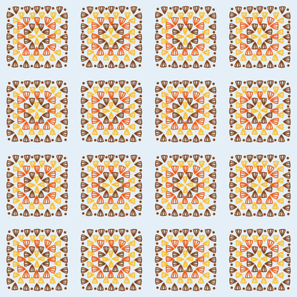 Faded Denim Blend Granny Squares Print