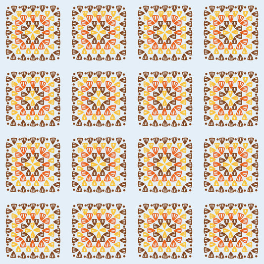 Faded Denim Blend Granny Squares Print