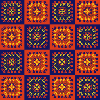 Fiery Horizon Granny Squares Print