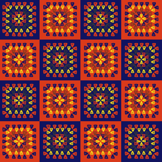 Fiery Horizon Granny Squares Print