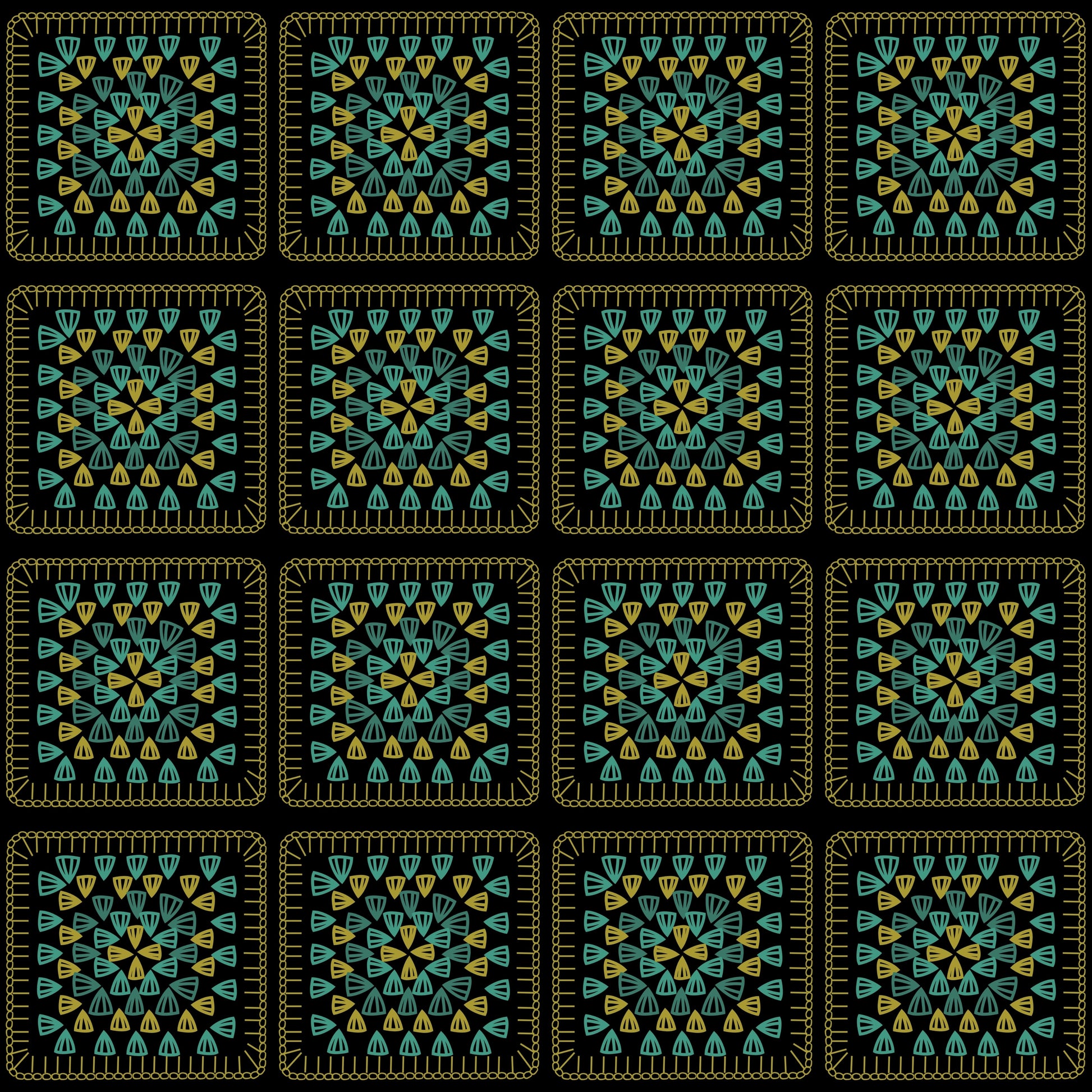Forest Whisper Embroidery Granny Squares Print