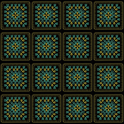 Forest Whisper Embroidery Granny Squares Print