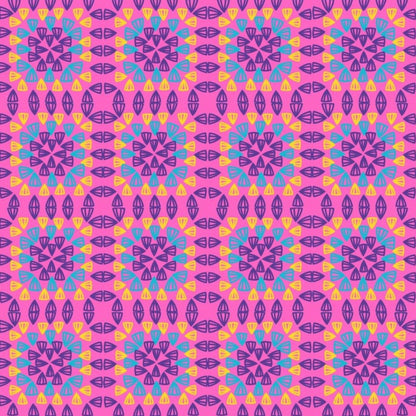 Fuchsia Fantasy Granny Squares Seamless Print

