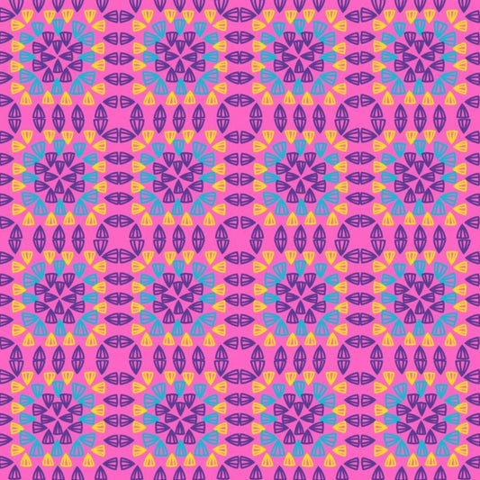 Fuchsia Fantasy Granny Squares Seamless Print
