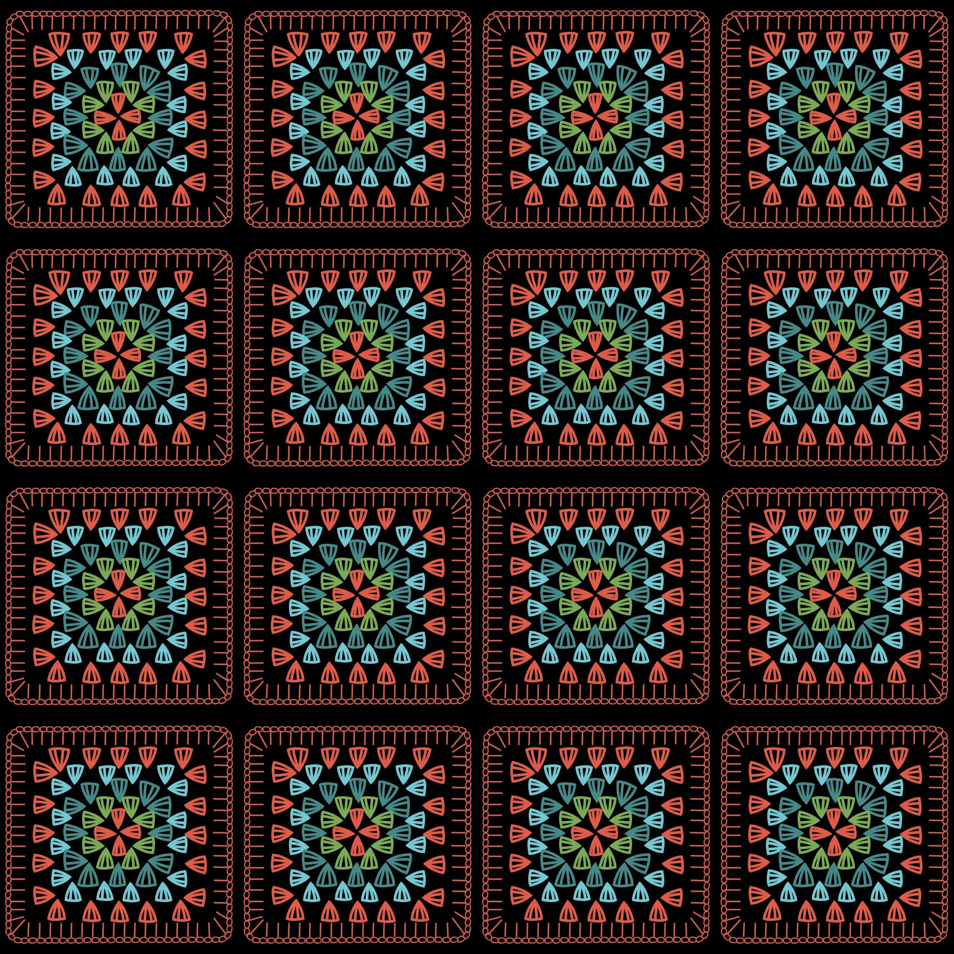 Garnet Loom Granny Squares Print