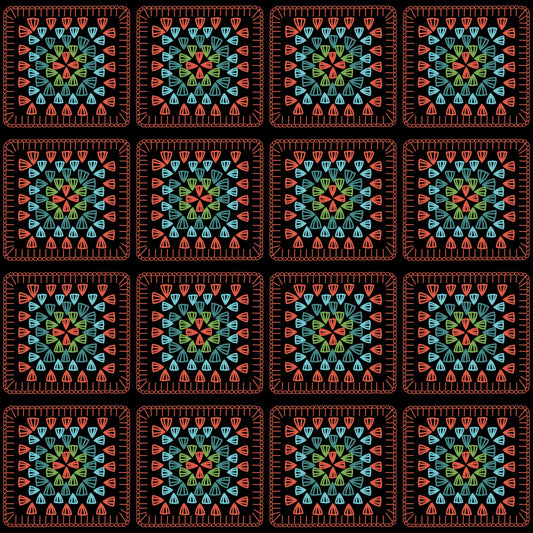 Garnet Loom Granny Squares Print