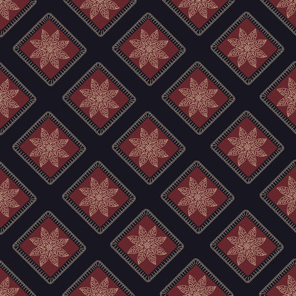 Garnet Twilight  Floral Granny Squares Seamless Print
