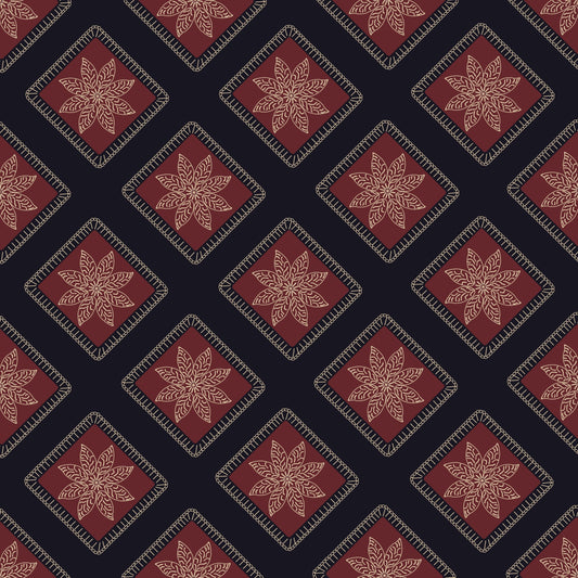 Garnet Twilight  Floral Granny Squares Seamless Print

