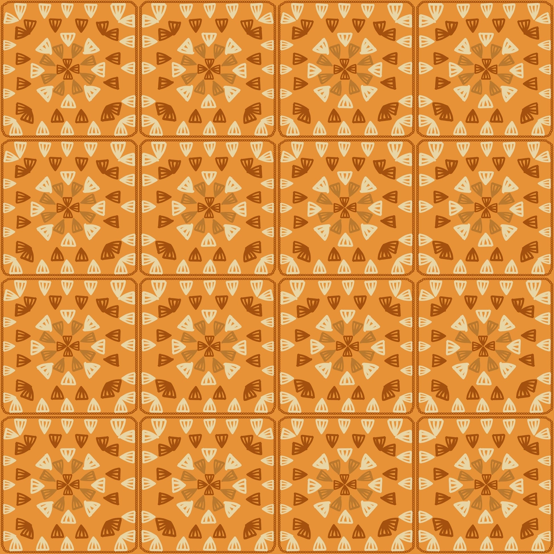 Golden Amber Granny Squares Seamless Print 