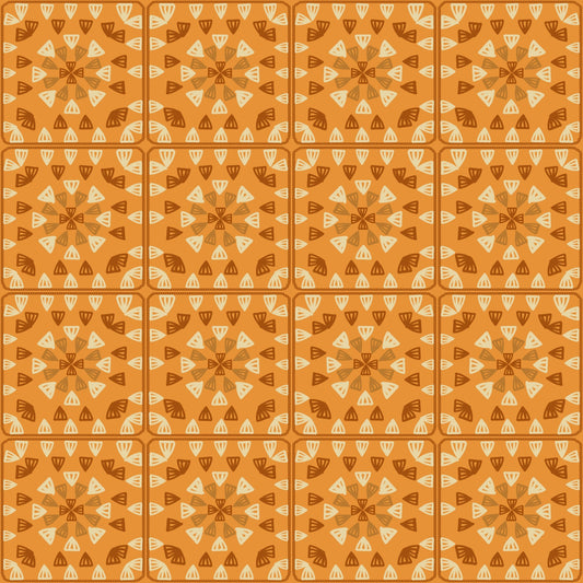 Golden Amber Granny Squares Seamless Print 