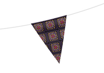 Golden Amethyst Glow Embroidery Granny Squares Print