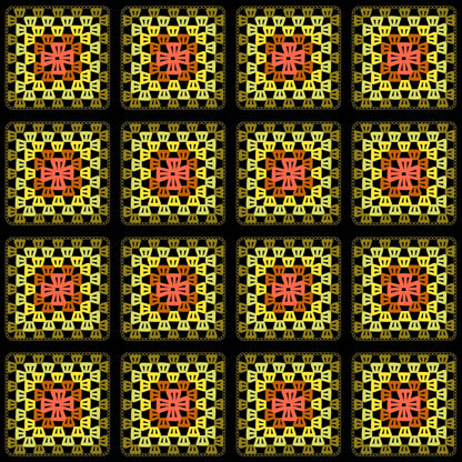 Golden Harvest Granny Squares Print