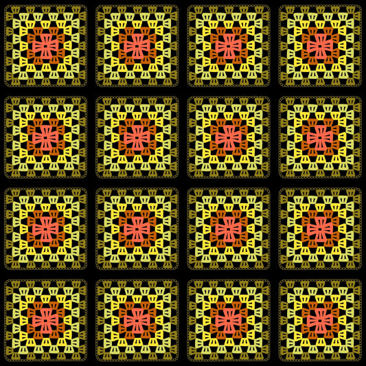 Golden Harvest Granny Squares Print