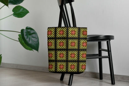 Golden Harvest Granny Squares Print