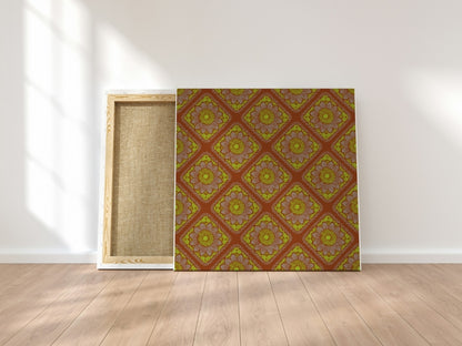 Golden Meadow Floral Granny Squares Seamless Print
