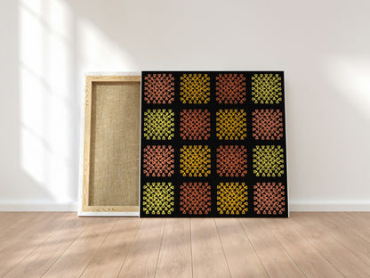 Golden Noir Granny Squares Seamless Print