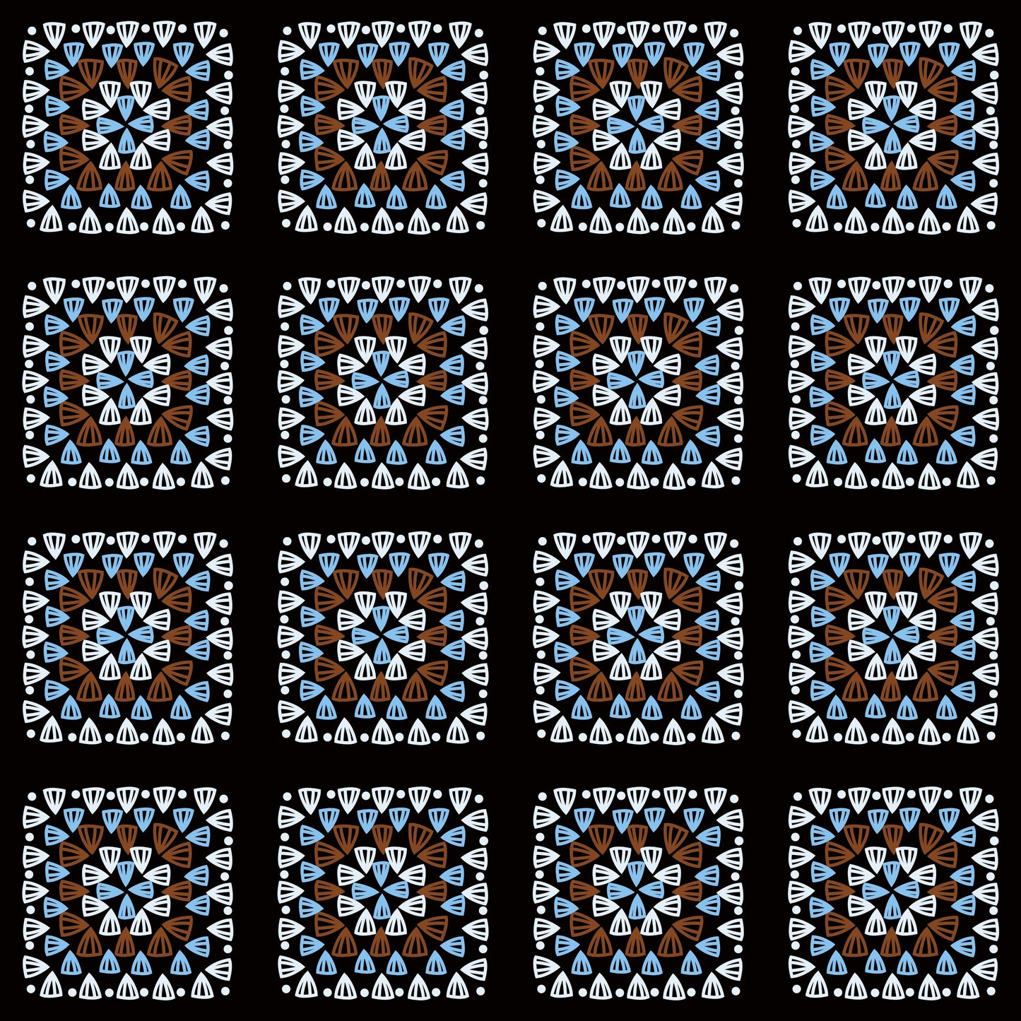 Ice Azure Granny Squares Print