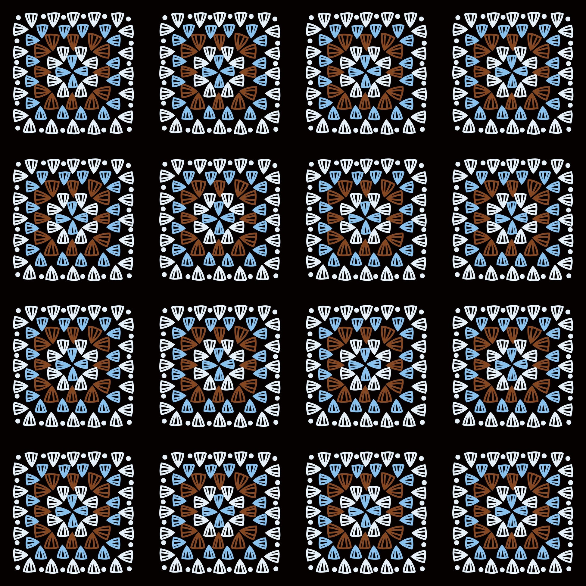 Ice Azure Granny Squares Print