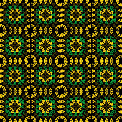 Jamaican Tropical Tapestry Granny Squares Seamless Print 
