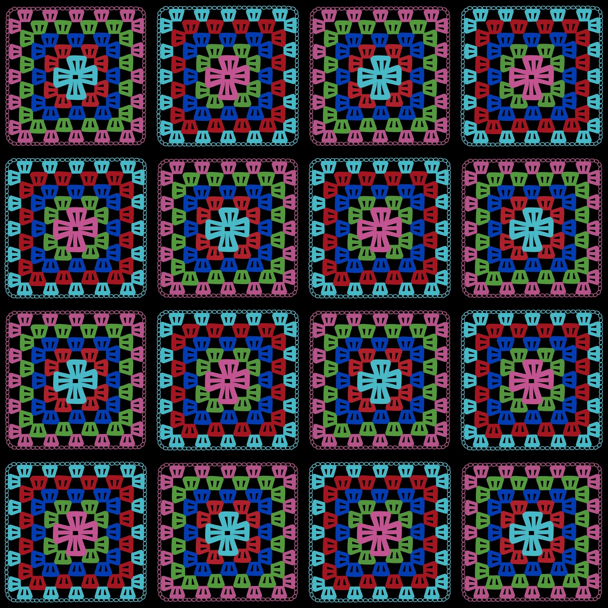 Kaleidoscope Medley Granny Squares Print