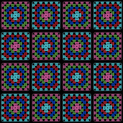 Kaleidoscope Medley Granny Squares Print