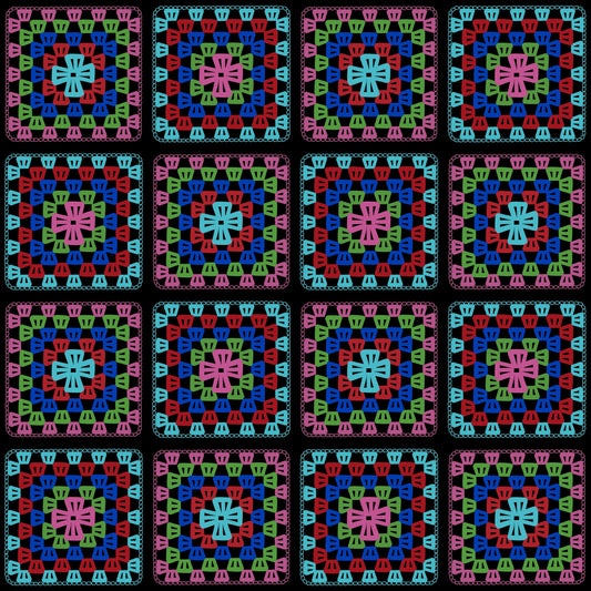 Kaleidoscope Medley Granny Squares Print