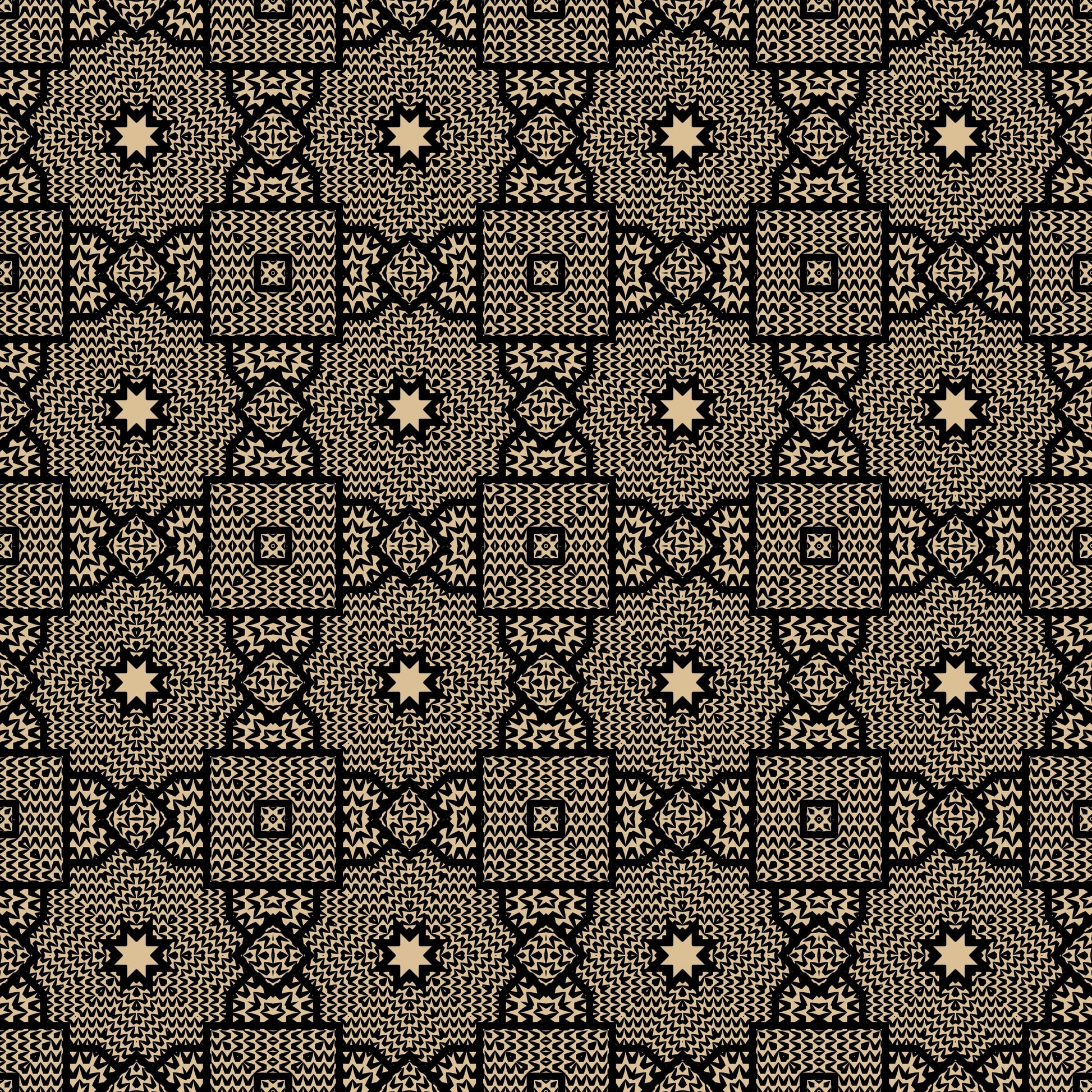 Knit Monochrome Beige Floral Granny Squares Seamless Print