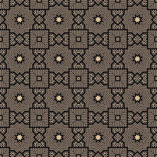 Knit Monochrome Beige Floral Granny Squares Seamless Print