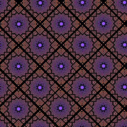Knit Monochrome Purple Gradient Floral Granny Squares Seamless Print