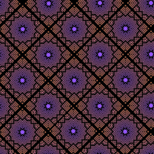 Knit Monochrome Purple Gradient Floral Granny Squares Seamless Print
