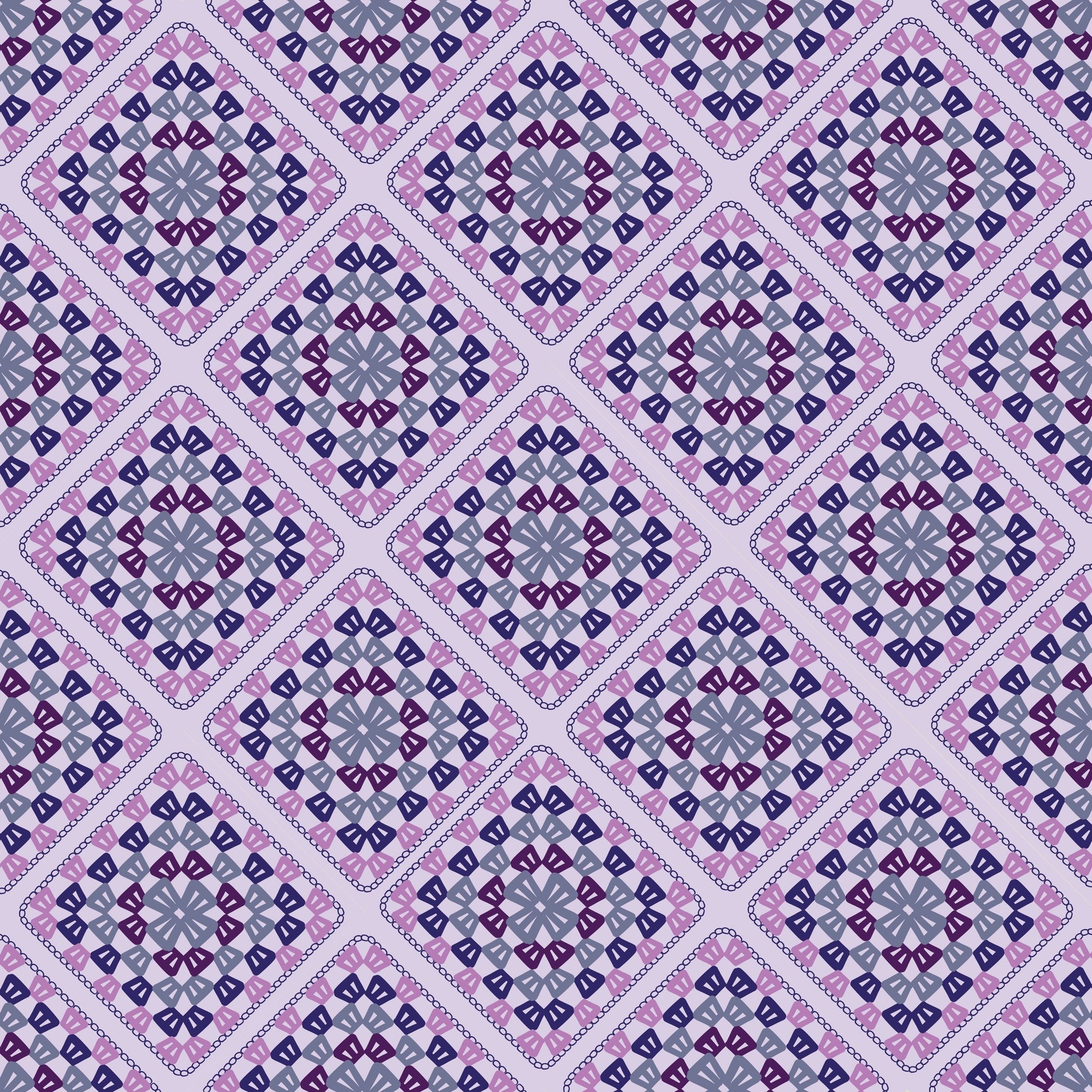 Lavender Lilac Lattice Granny Square Seamless Print