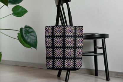 Lavender Sorbet Noir Granny Squares Print