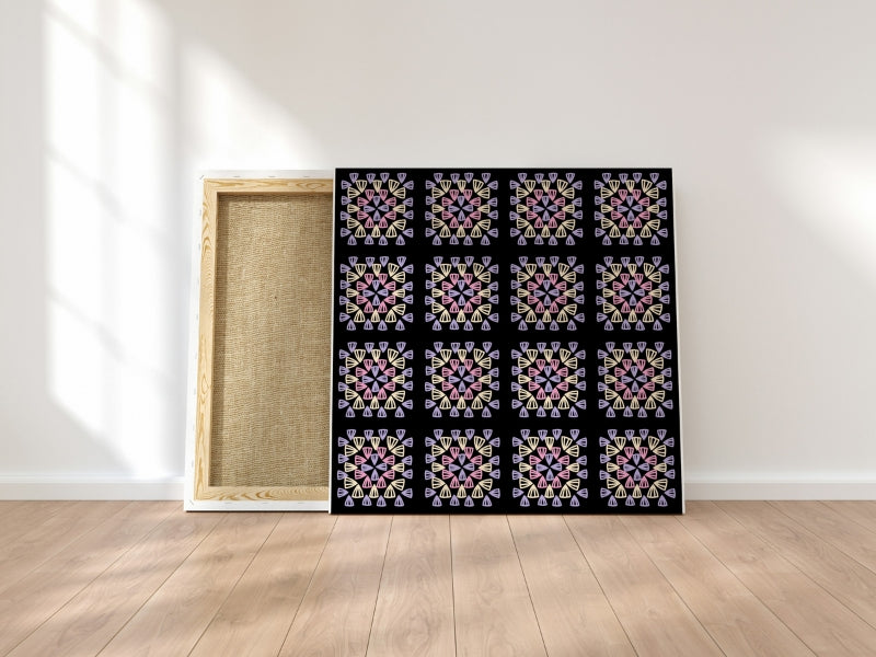 Lavender Sorbet Noir Granny Squares Print