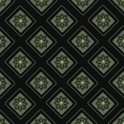 Midnight Forest Embroidery Floral Granny Squares Print