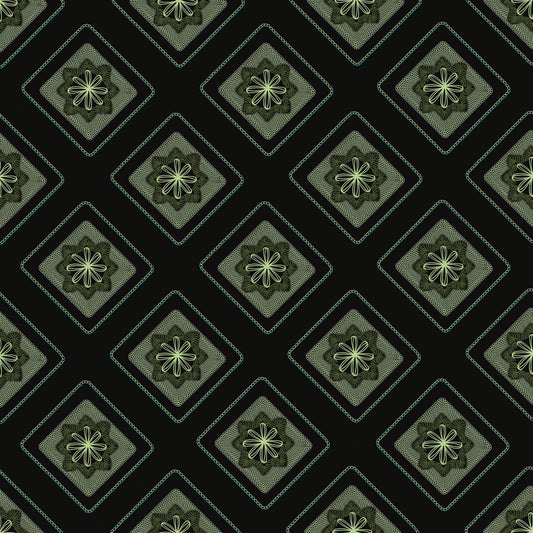 Midnight Forest Embroidery Floral Granny Squares Print