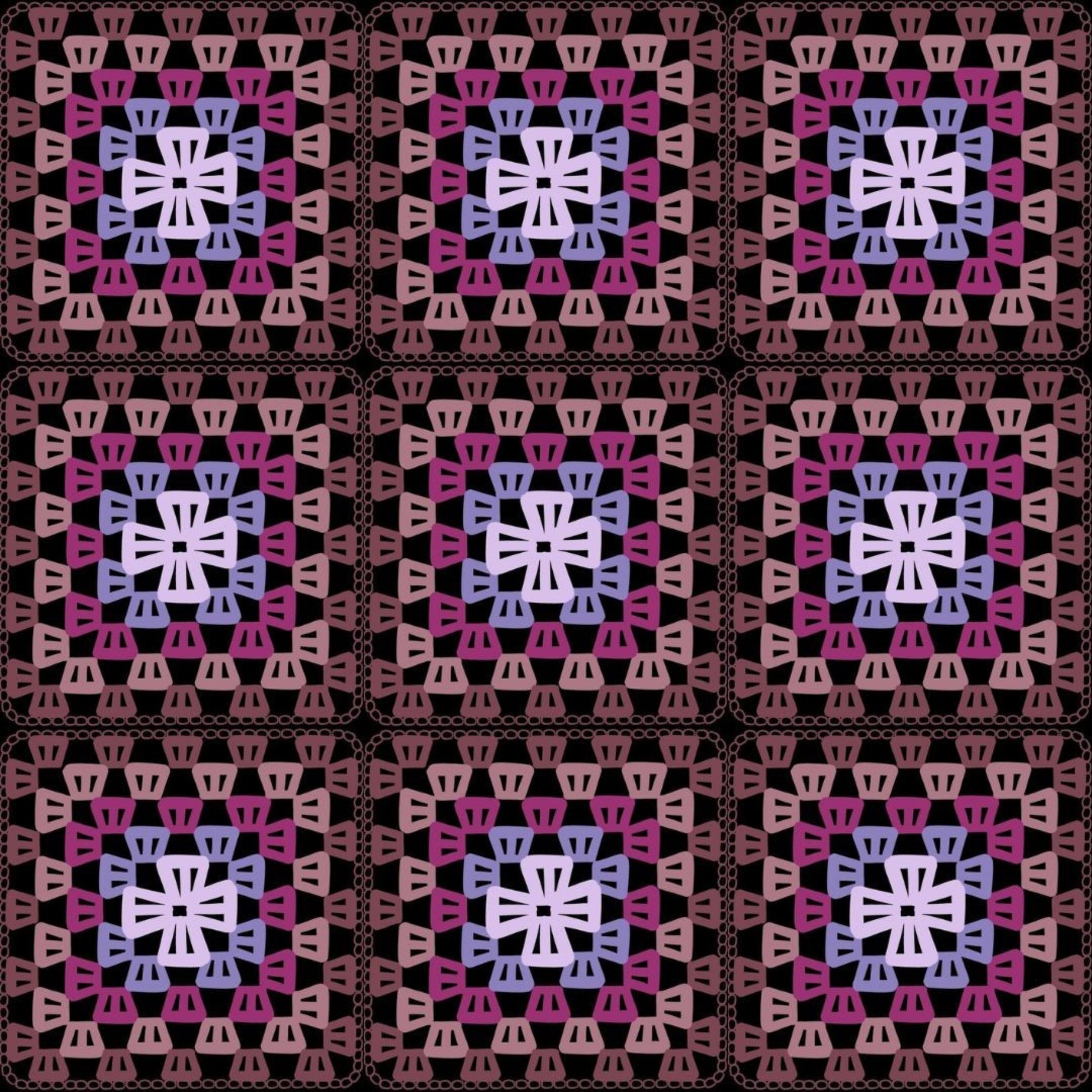 Midnight Lace Floral Granny Squares Seamless Print