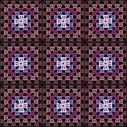 Midnight Lace Floral Granny Squares Seamless Print
