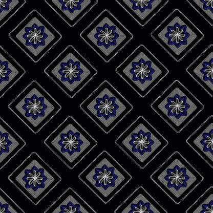 Midnight Twilight Embroidery Floral Granny Squares Print