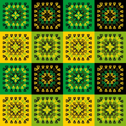 Mixed Tropics Granny Squares Seamless Print 
