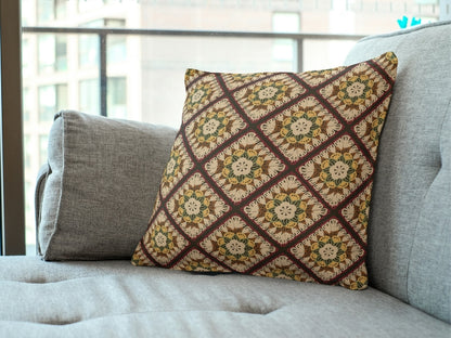 Mocha Mandala Floral Granny Squares Seamless Print