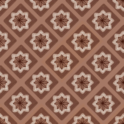 Mocha Mousse Flowers Floral Granny Squares Seamless Print